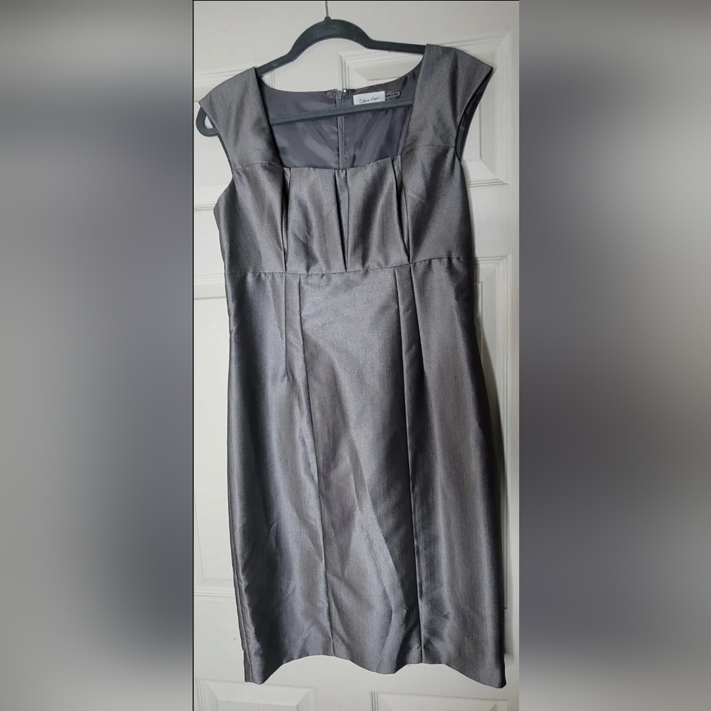 Silver Holiday Dress by Calvin Klein, Size 8